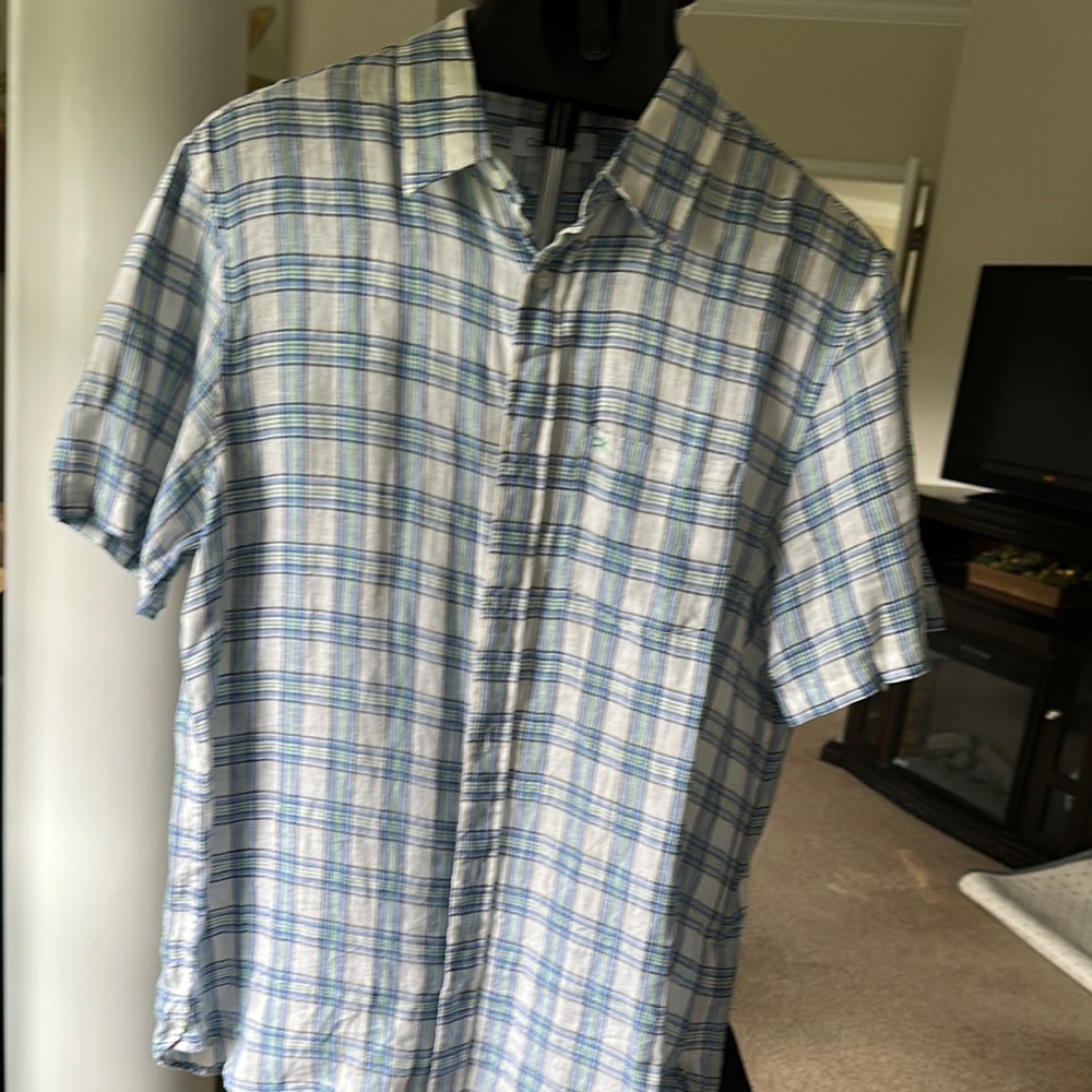 Calvin Klein Blue and White Casual Button Down Shirt